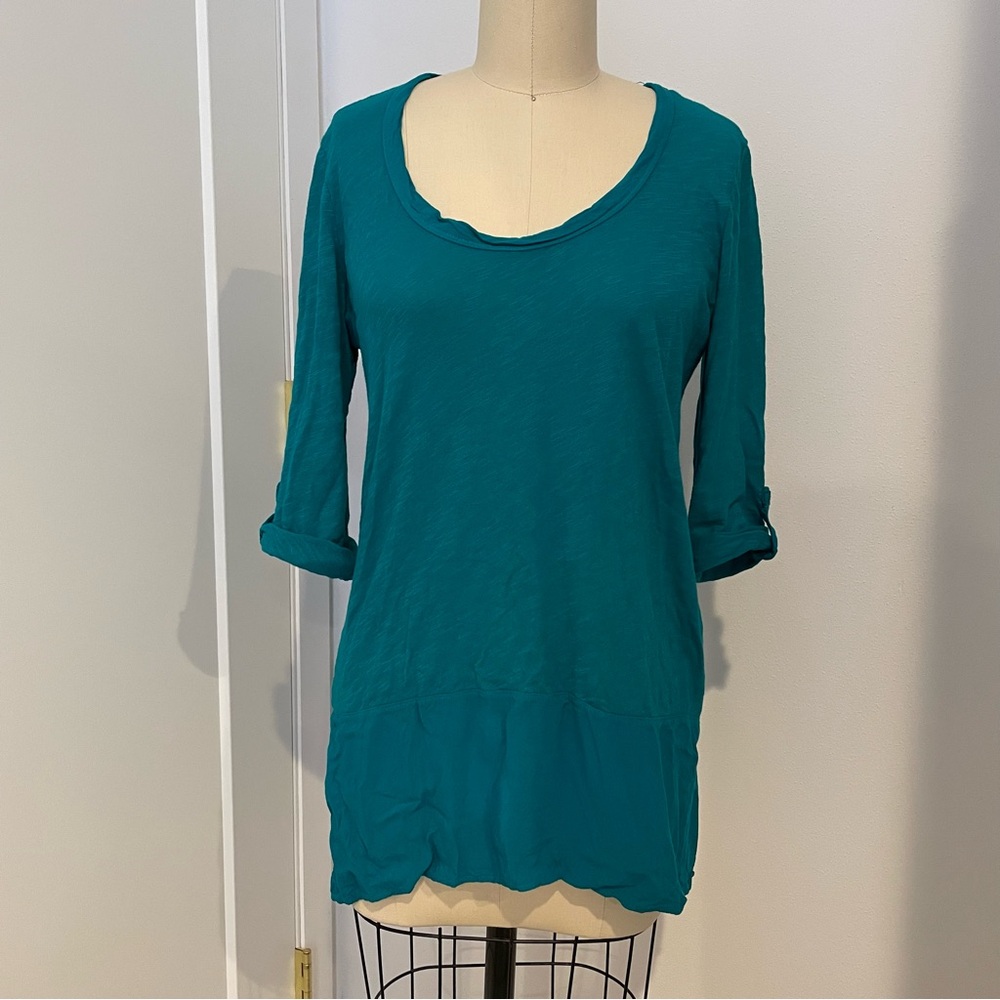 Anthropologie button back slub tunic - teal